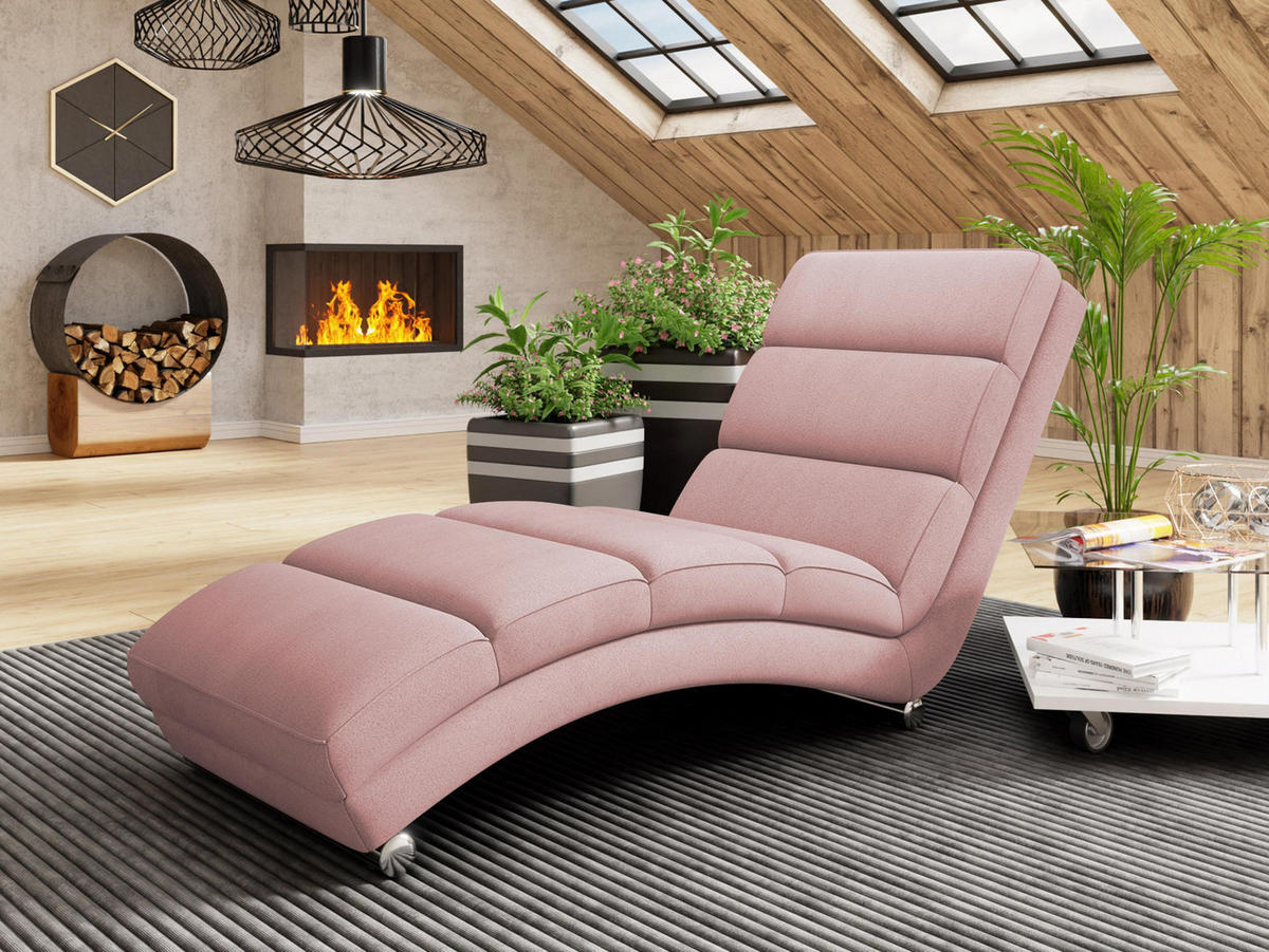 RELAXLIEGE Holiday - Chromfarben/Hellrosa, Holz/Textil (62/84/180cm) - MIRJAN24