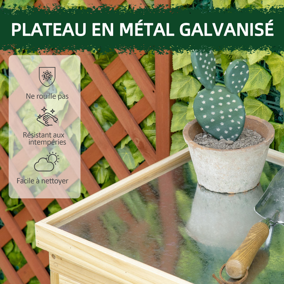 GERÄTESCHUPPEN DE-17585 2 Türen mit Metallplatte Naturholz - Naturfarben, Holz (80/92/45cm) - ComfortXL