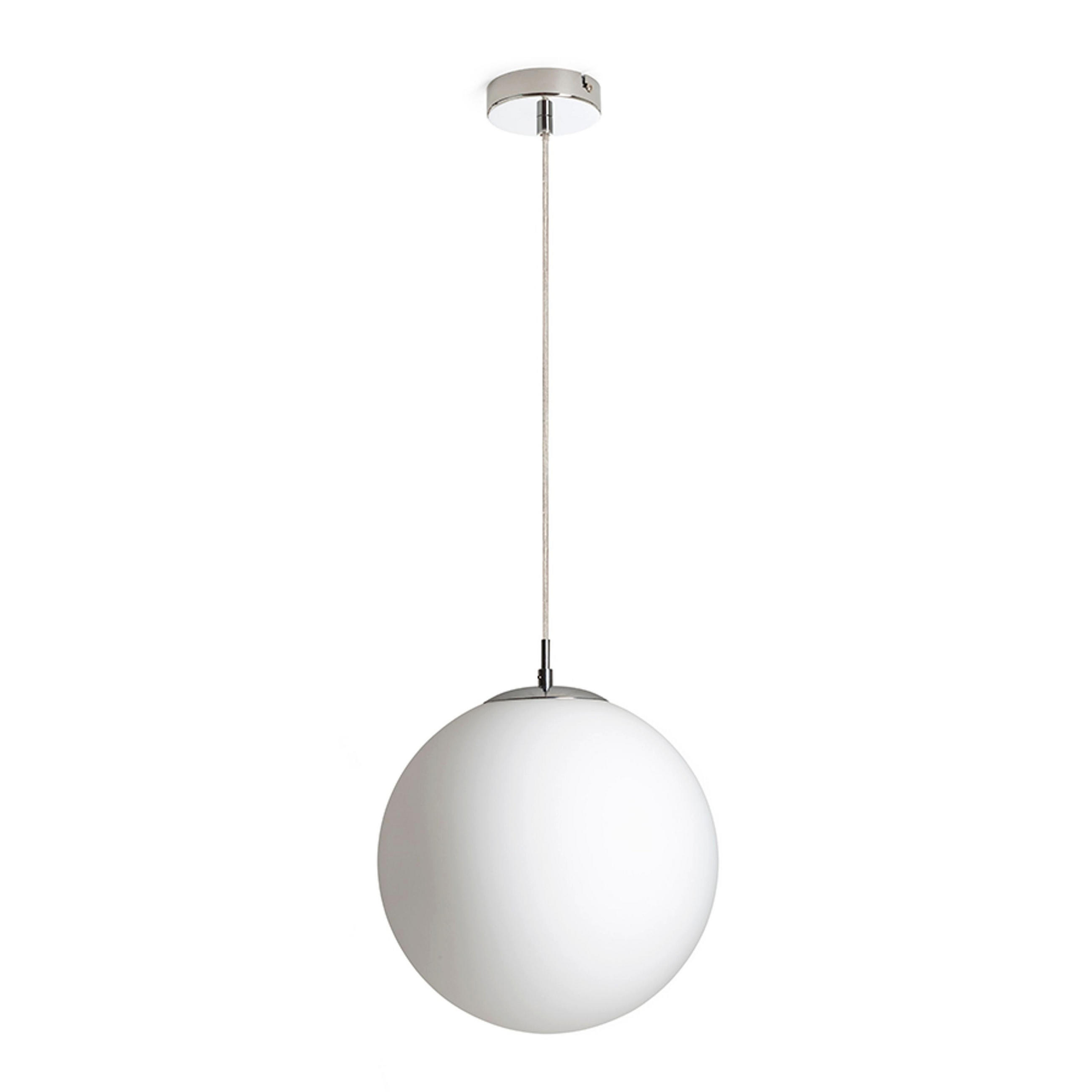 PENDELLEUCHTE LUNA 30 Opalglas 15 W - Chromfarben, Metall (30/30/120cm) - Rendl