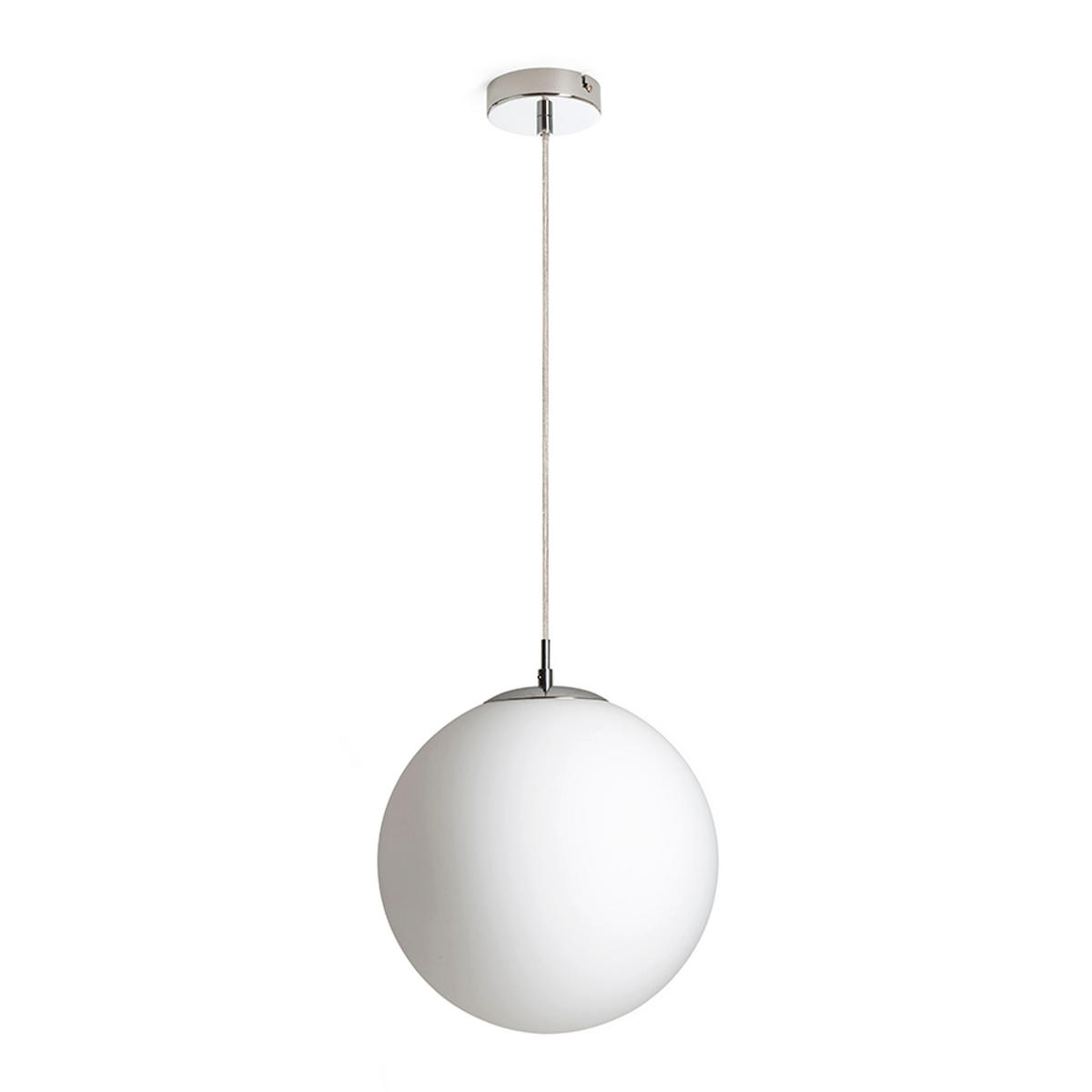 PENDELLEUCHTE LUNA 30 Opalglas 15 W - Chromfarben, Metall (30/30/120cm) - Rendl