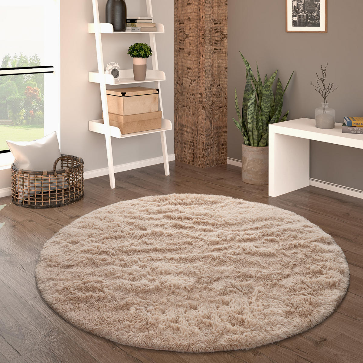 HOCHFLORTEPPICH 160/160 cm Silky 591 - Beige, Textil (160/160cm) - Paco Home
