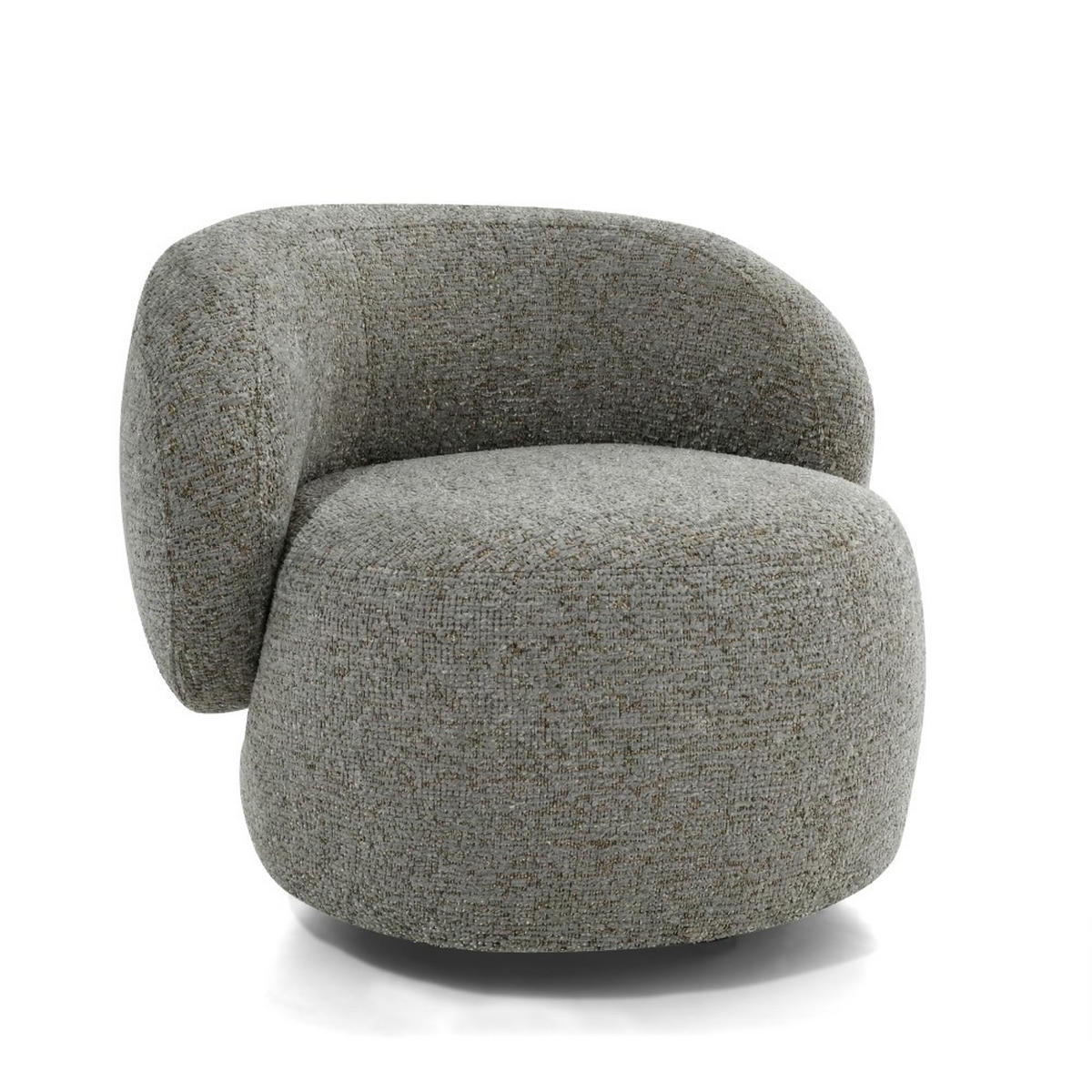 SESSEL Mao, Drehsessel mit runder Form, Hellgrau, Chenille-Stoff - Hellgrau, Textil (99/82/91cm) - Beautysofa