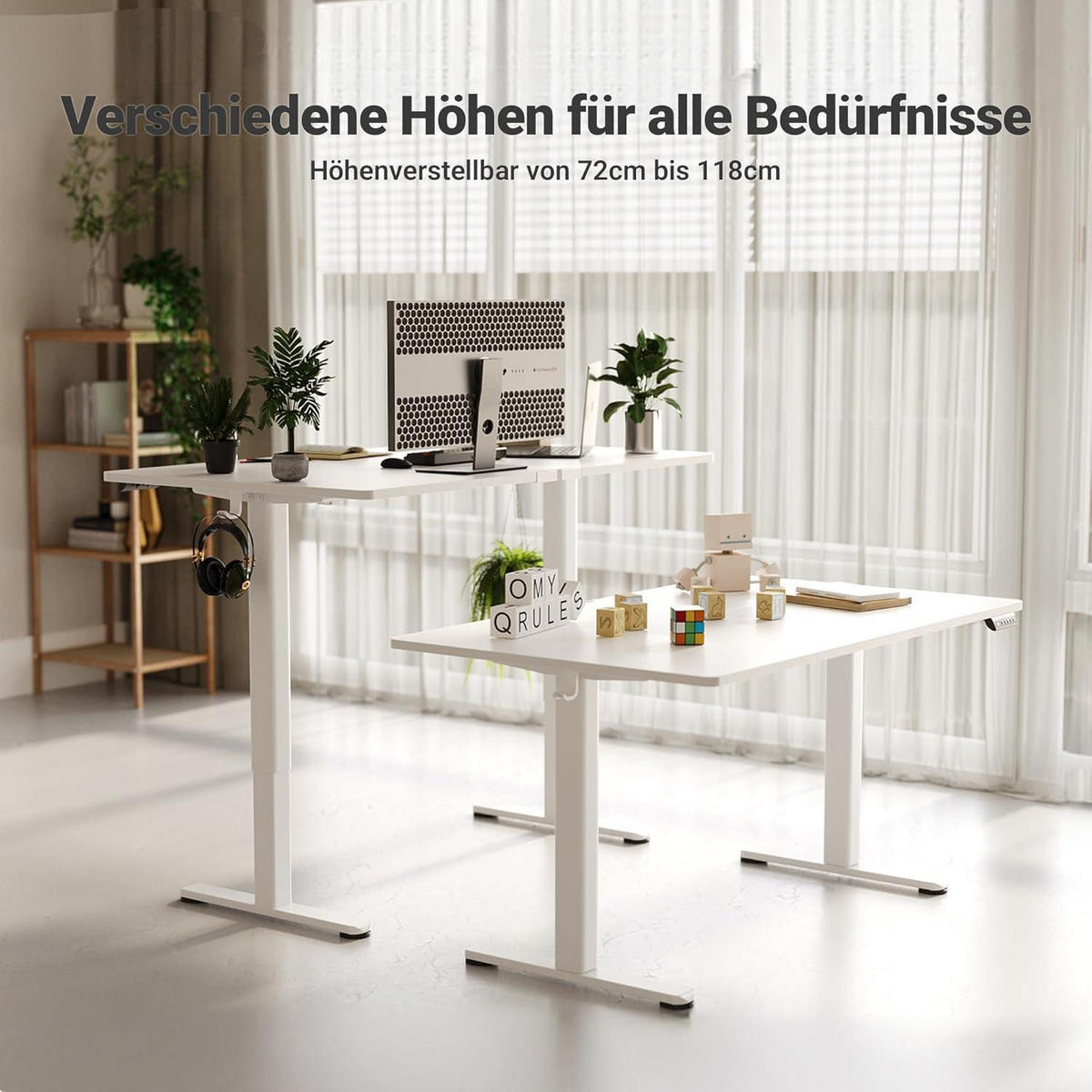 SCHREIBTISCH elektrisch höhenverstellbar 160 x 80 cm Weiß mit Memory-Funktion - Weiß, Kunststoff (70/140/75cm)