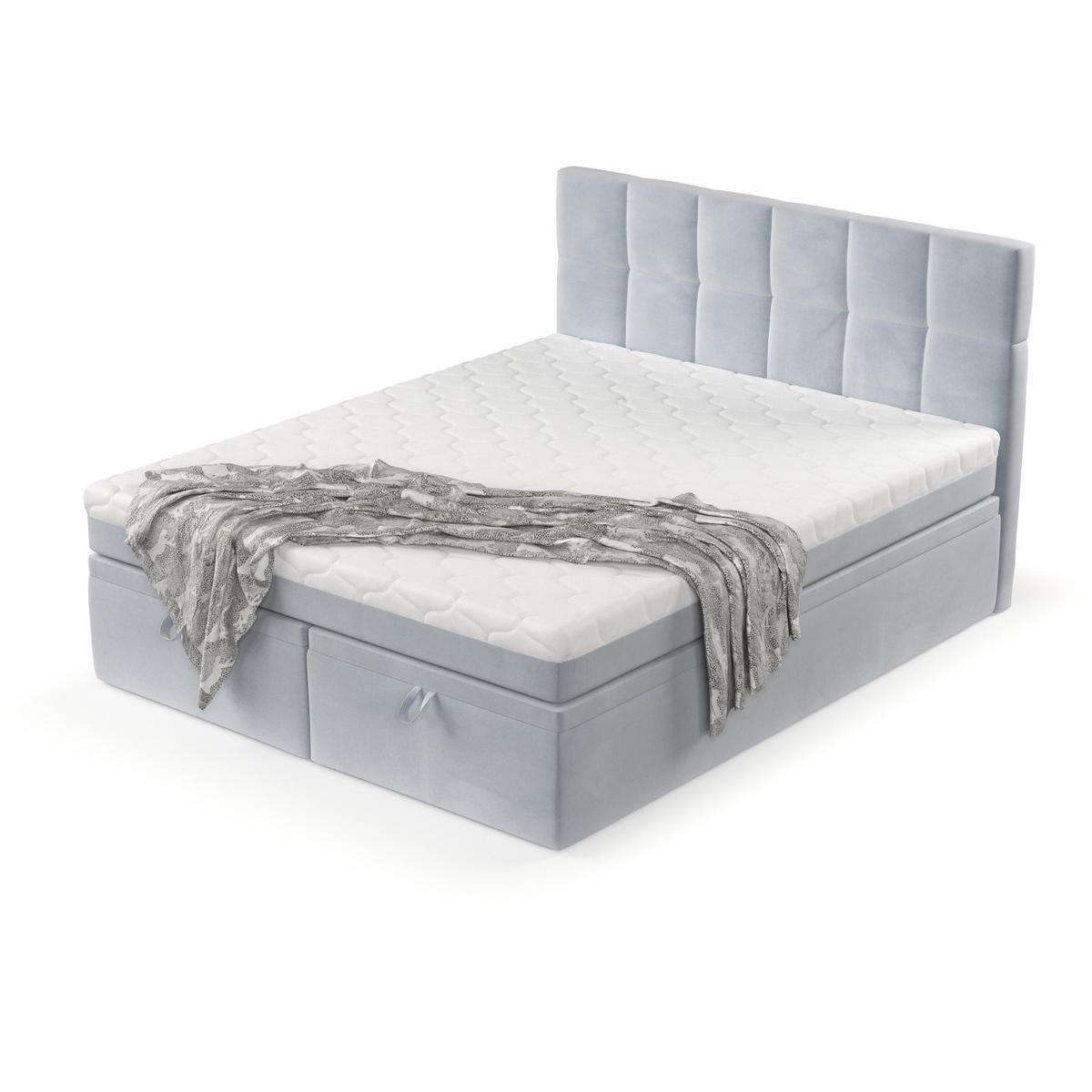 BOXBETT Elano 140/200 cm Hellgrau im Paros Stoff - Hellgrau/Schwarz, Holz/Holzwerkstoff (140/200cm) - AltaBeds