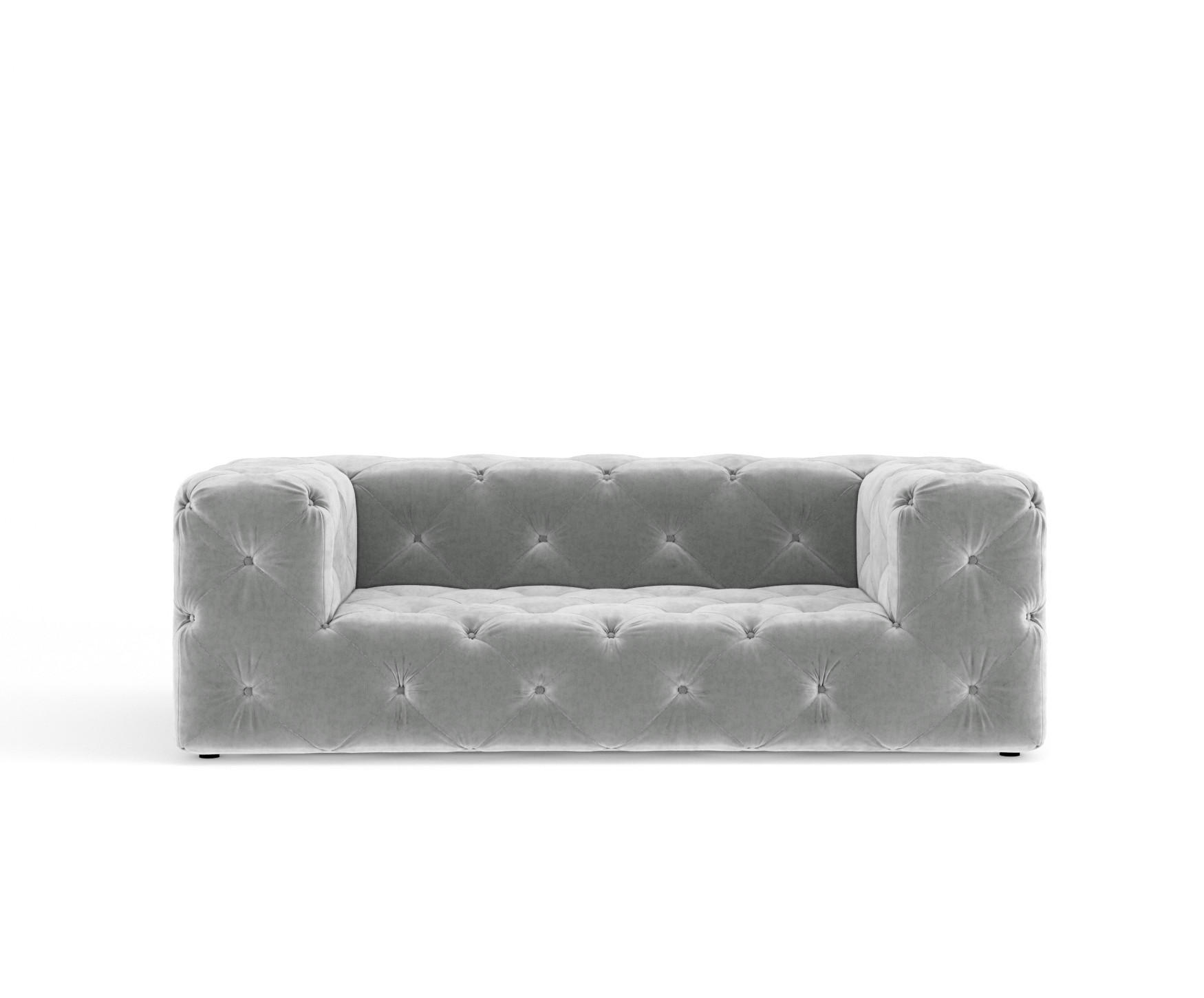 2-SITZER-SOFA Cosimo Hellgrau Samtstoff - Hellgrau/Schwarz, Holz/Holzwerkstoff (193/71/100cm) - Maison de Reve