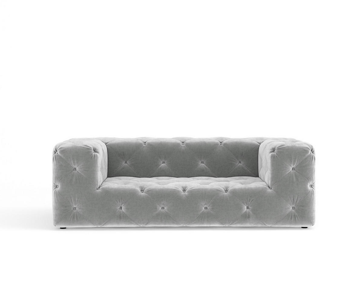 2-SITZER-SOFA Cosimo Hellgrau Samtstoff - Hellgrau/Schwarz, Holz/Holzwerkstoff (193/71/100cm) - Maison de Reve
