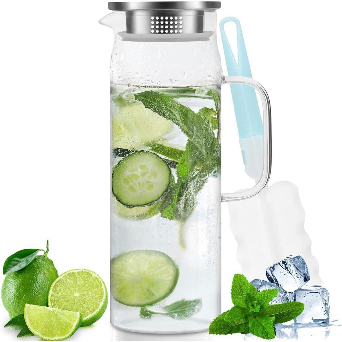 GLASKARAFFE 1.5 Liter mit Deckel - Transparent, Glas (9/9cm)