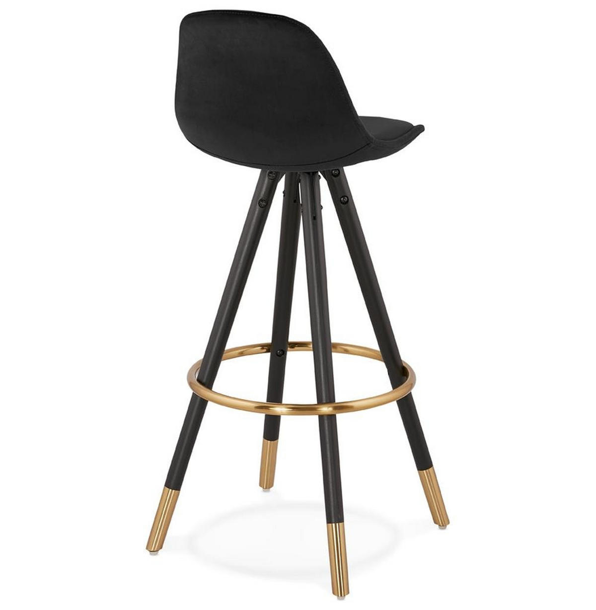 BARHOCKER Samt Holzbeine Sitzhöhe 75cm Eleganter Stil LURALI, Schwarz 41x41x97 cm - Schwarz, Buchenholz/Textil (41/97/41cm) - KADIMA DESIGN