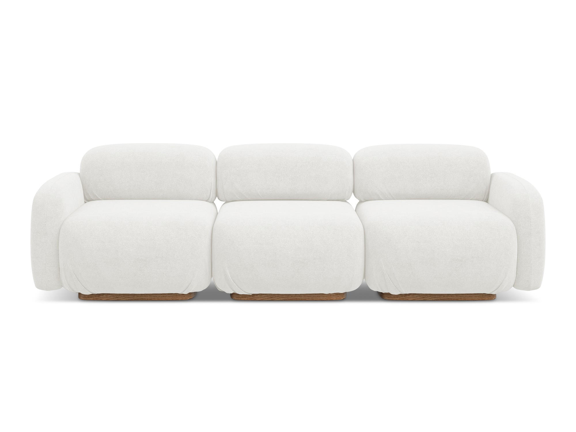 4-SITZER-SOFA Bouclé Stoff Weiß - Weiß/Braun, Holz/Textil (270/73/95cm) - Makamii