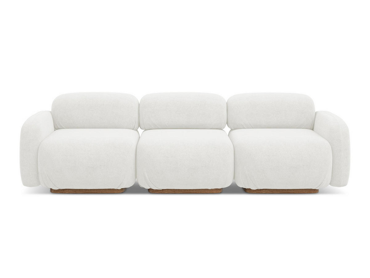 4-SITZER-SOFA Bouclé Stoff Weiß - Weiß/Braun, Holz/Textil (270/73/95cm) - Makamii