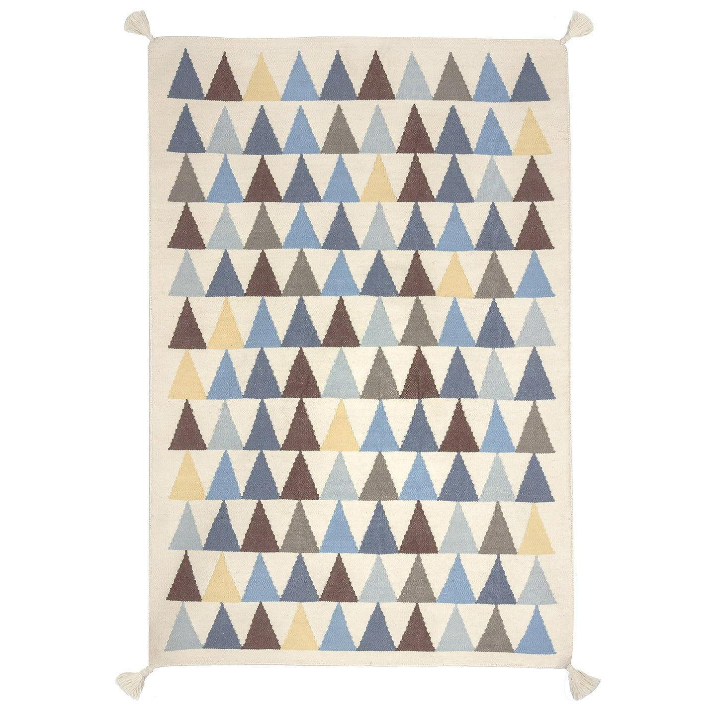 TEPPICH Kilim skandinavisches Design Wolle blau - Blau, Naturmaterialien (110/160cm) - AFK Living
