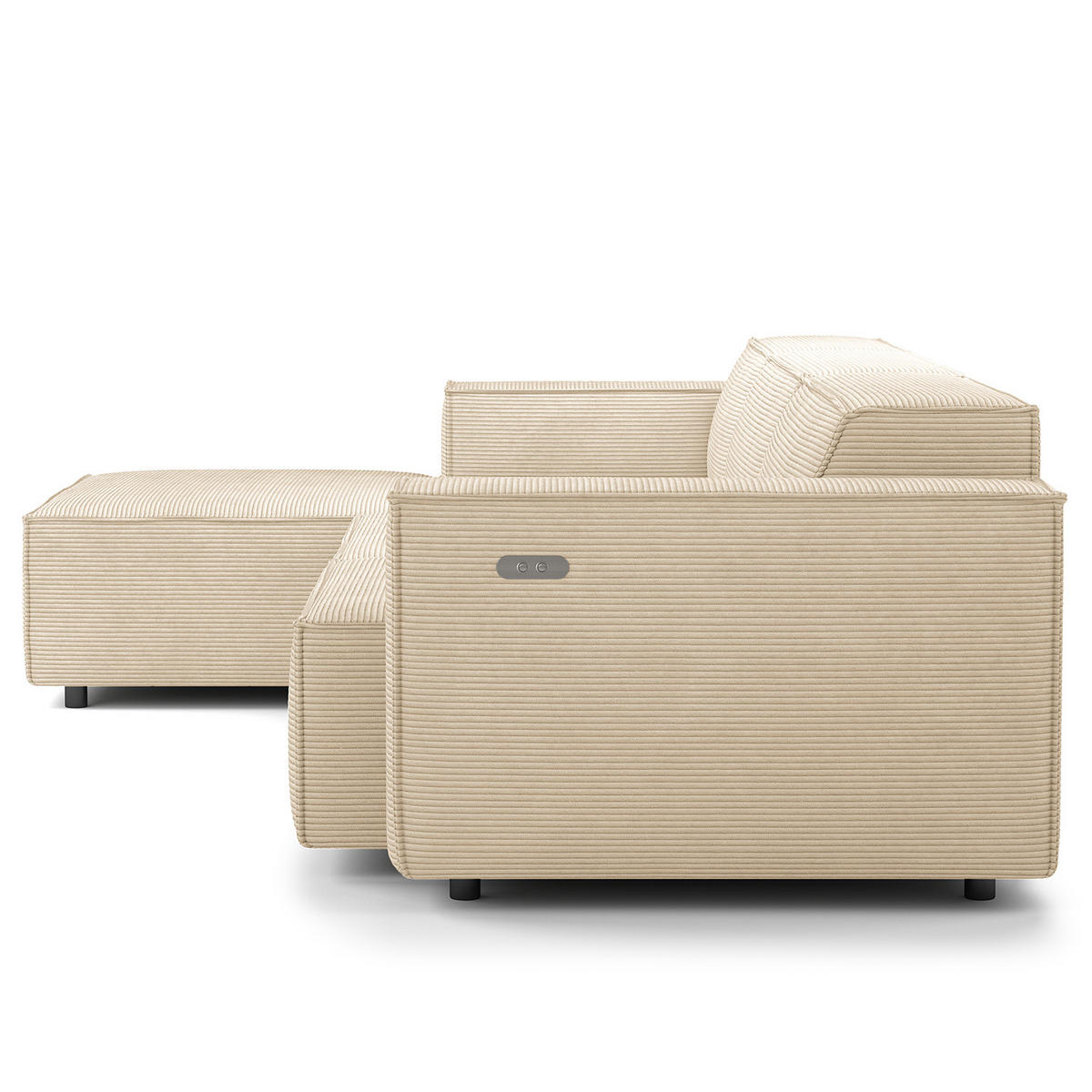 ECKSOFA mit Longchair - Beige/Schwarz, Kunststoff/Textil (294/177cm) - home24