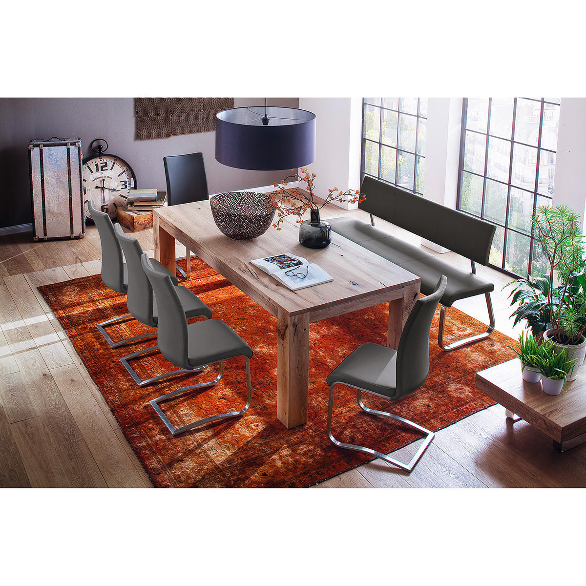 FREISCHWINGER - Grau, Leder/Metall (43/103/52cm) - home24