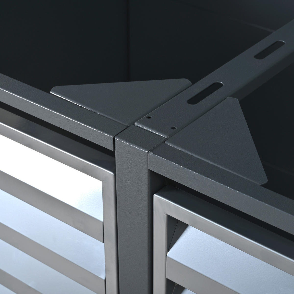 MÜLLTONNENBOX Zweiteilig Holzmaserung Grau - Grau, Metall (132/118.5/80cm) - ComfortXL