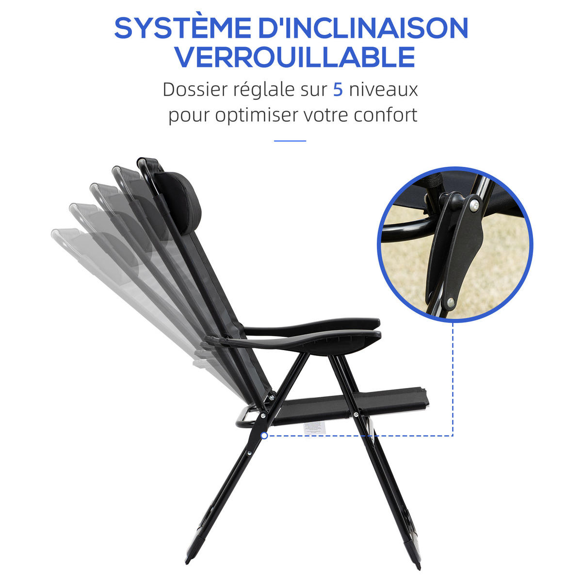 GARTENSTÜHLE 2er-Set DE-13187 klappbar Schwarz - Schwarz, Metall (70/109/62cm) - ComfortXL
