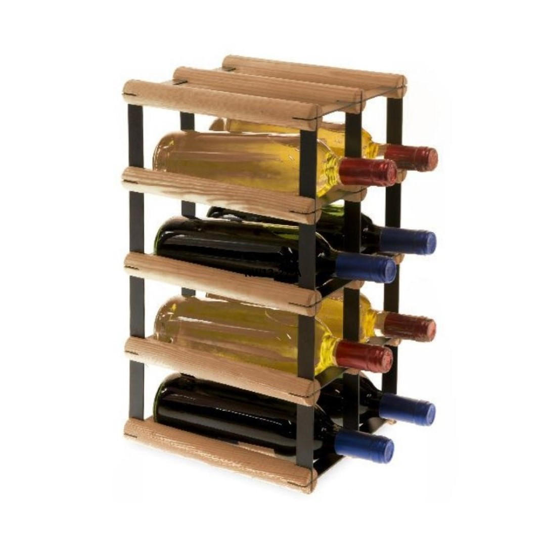 WEINREGAL Vinotega Mod Metal 42,5x22,5x24,5 cm 2x4 Flaschen Massives Kiefernholz Braun Geölt - Braun, Holz (22.5/42.5/24.5cm) - PROREGAL