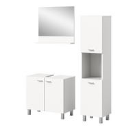 BADMÖBEL-SET weiß 3-teilig 100 cm, Kombination hängend oder stehend - Weiß, Glas/Holzwerkstoff (102/186/33cm) - Inn.Furn