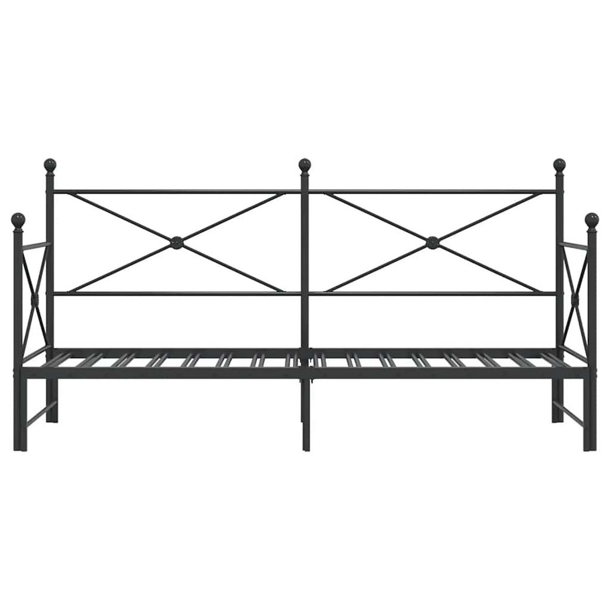 TAGESBETT Ausziehbar Ohne Matratze Schwarz 90/200 Cm Stahl - Schwarz, Metall (90/200cm) - vidaXL