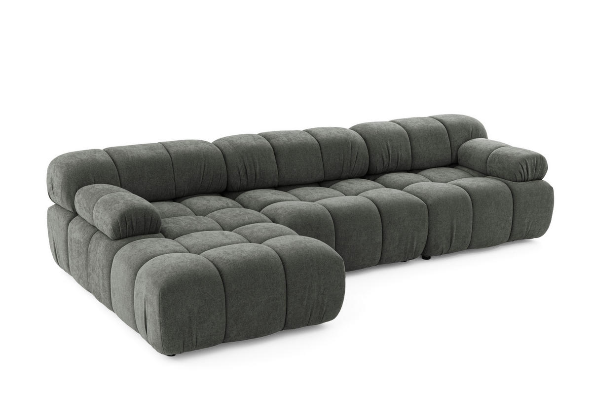 MODULARES Ecksofa MOMENTUM L, Links, Breite 282 cm, strukturierter Stoff, Dunkelgrau - Chromfarben/Dunkelgrau, Holz/Textil (282/155cm) - Muffo