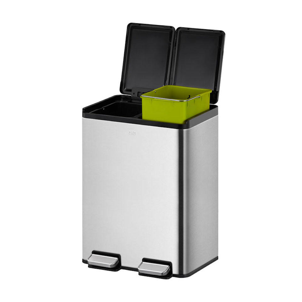 MÜLLEIMER rechteckig 40 Liter 59,2x46,3x33,2 cm, Edelstahl Silber - Silberfarben, Metall (46.3/59.2/33.2cm) - PROREGAL