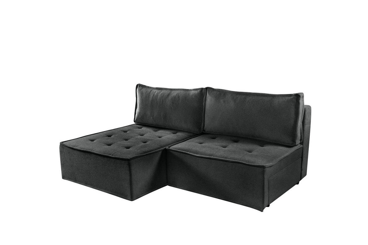 ECKSOFA Schlafsofa Amalia In Raven - Anthrazit, Holzwerkstoff/Textil (200/140cm) - Fun Möbel