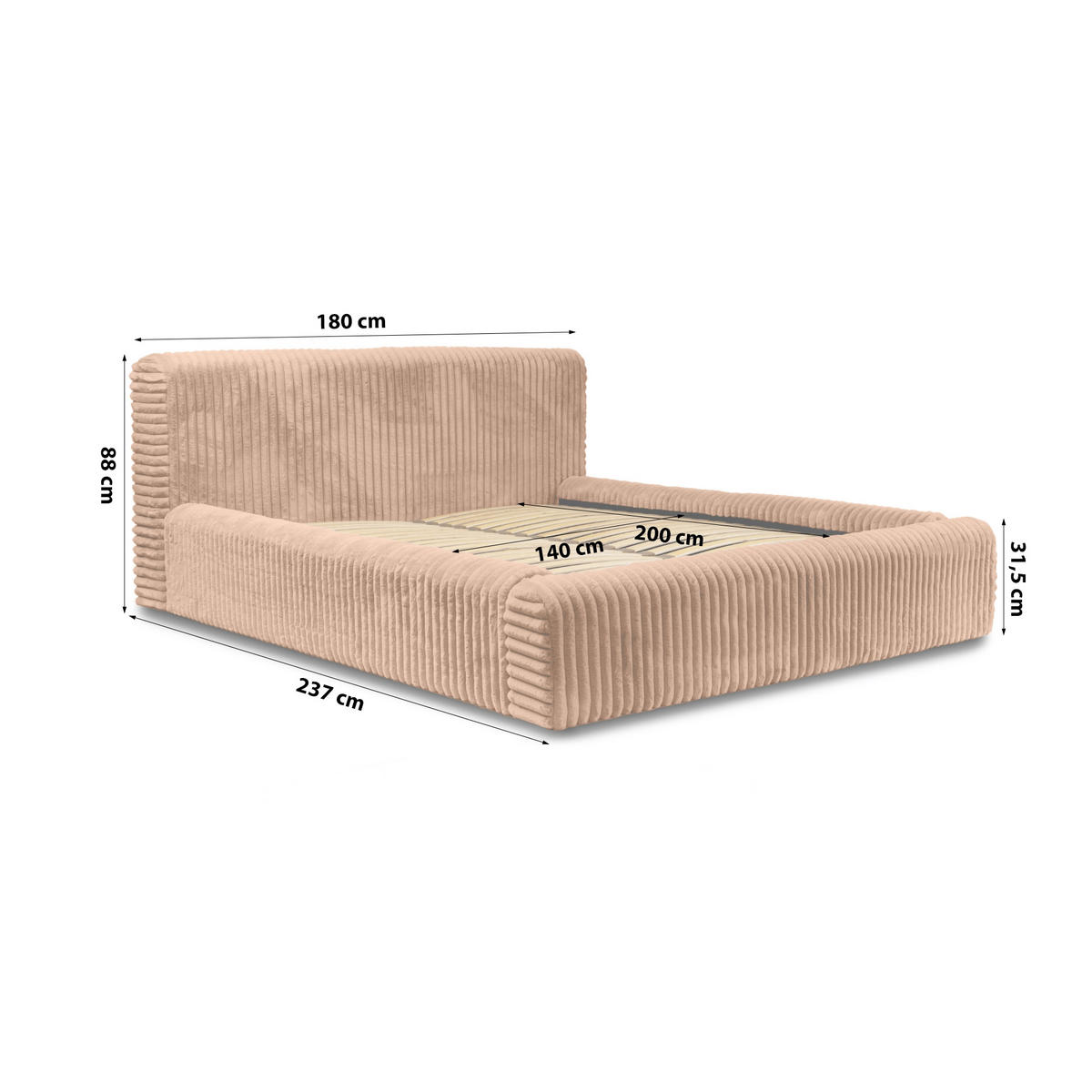 POLSTERBETT aus Strickmaterial Kostar 140x200 cm, Braun - Braun, Textil (140/200cm) - Fedve