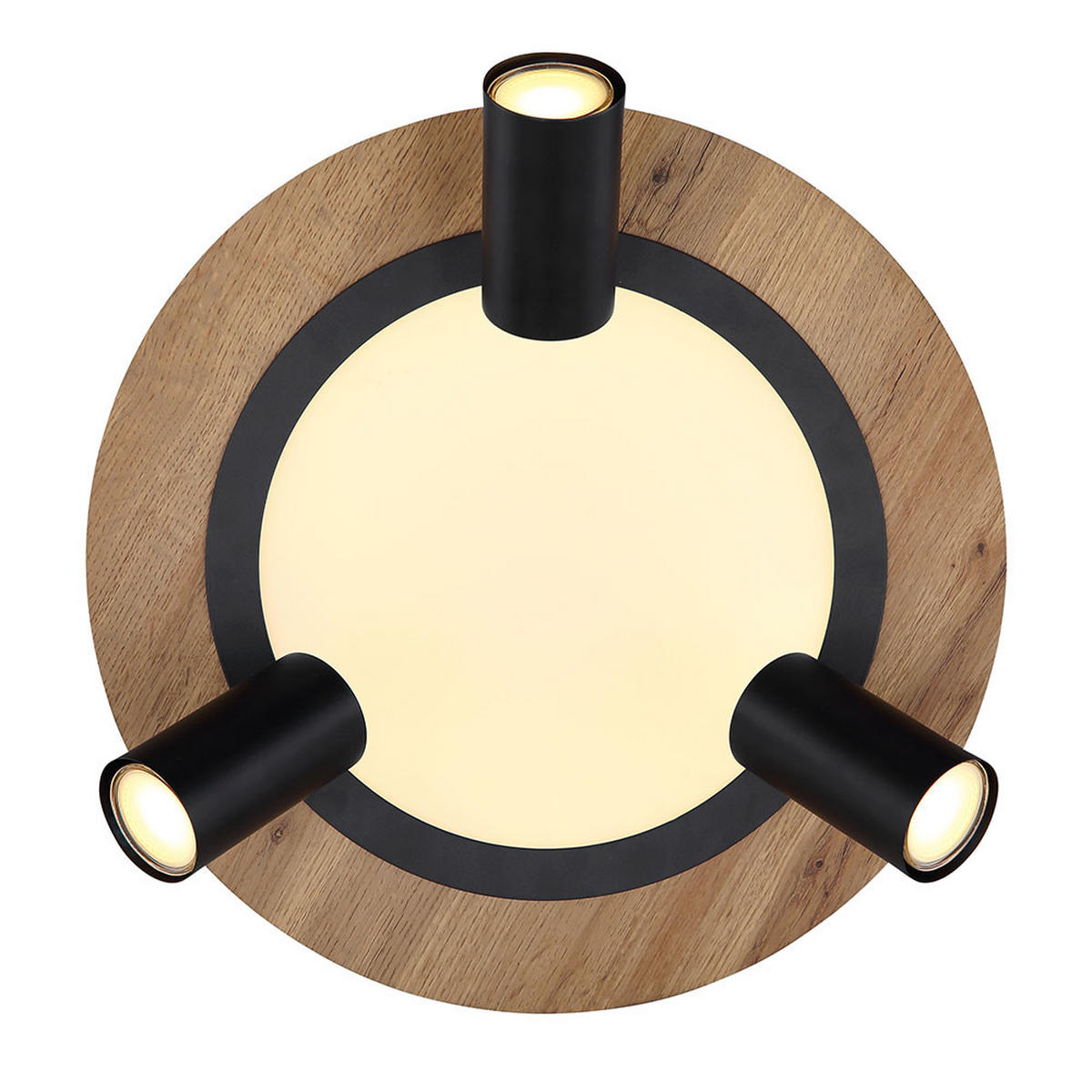 LED DECKENLEUCHTE Holzoptik Schwarz - Schwarz, Metall (40/40/18cm) - Globo Lighting
