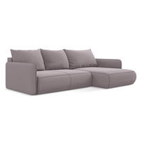 ECKSOFA mit Schlaffunktion Samt Stoff Violett - Lila/Flieder, Kunststoff/Textil (240/148cm) - LaMiaSofa
