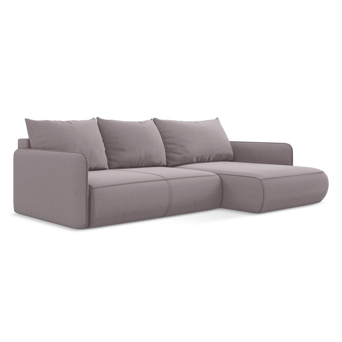 ECKSOFA mit Schlaffunktion Samt Stoff Violett - Lila/Flieder, Kunststoff/Textil (240/148cm) - LaMiaSofa