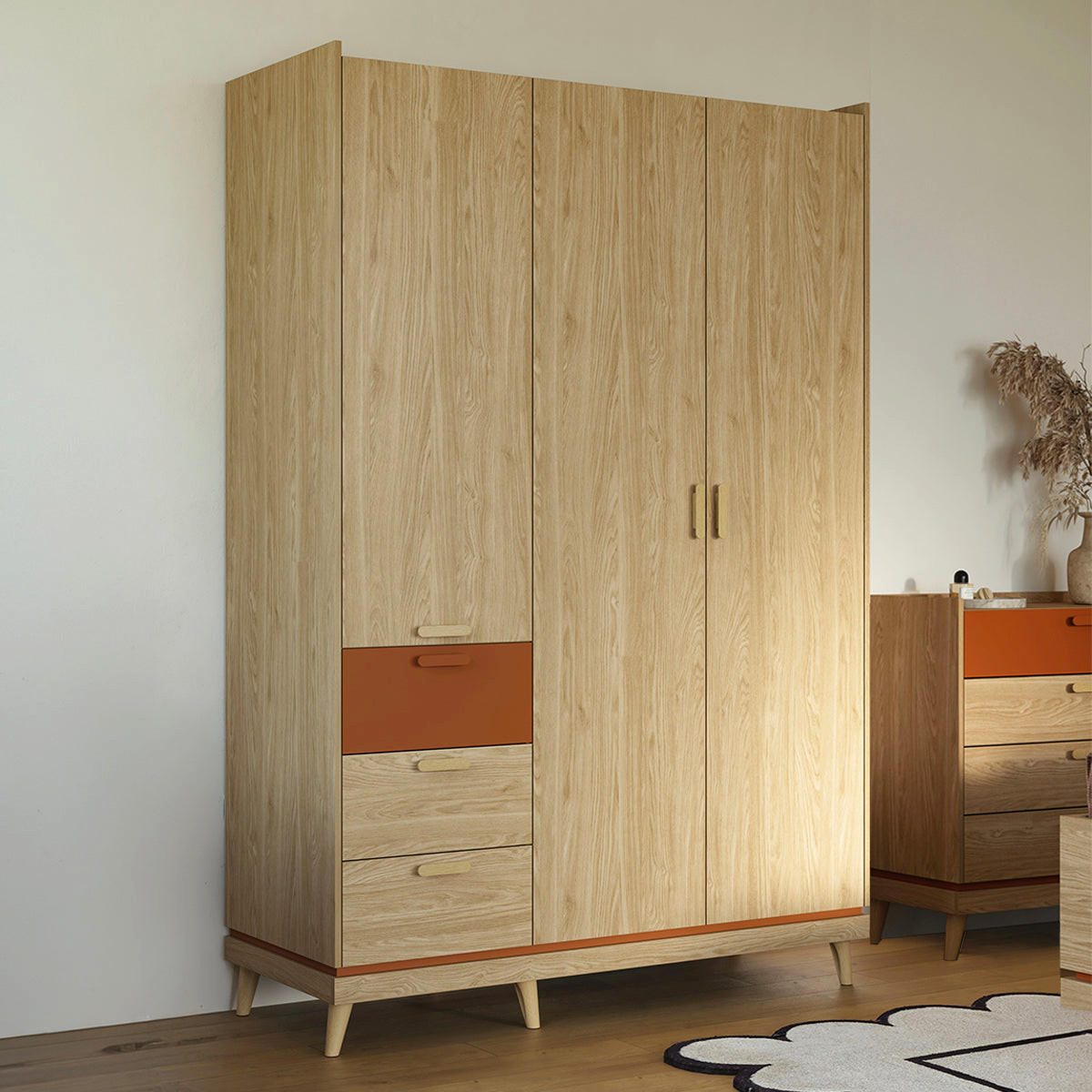 KLEIDERSCHRANK 3 Türen Sandy Holz - Braun, Holzwerkstoff (143.5/214.5/57.4cm) - Petits-meubles