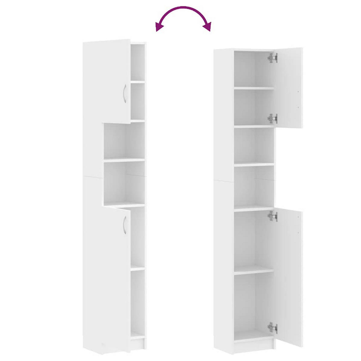 BADEZIMMERSCHRANK Weiss 32/25,5/190 Cm Holzwerkstoff - Weiß, Holzwerkstoff (25.5/190/32cm) - vidaXL