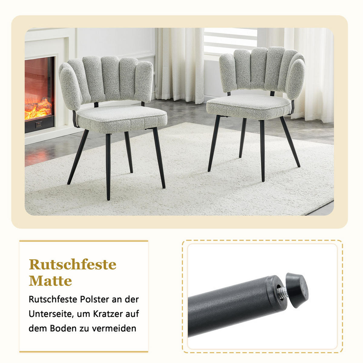 TISCHGRUPPE 3-tlg Runder Esstisch 107 cm Set mit 2 Stühlen - Grau, Holzwerkstoff/Metall (68/25/83.5cm) - Raelunyi