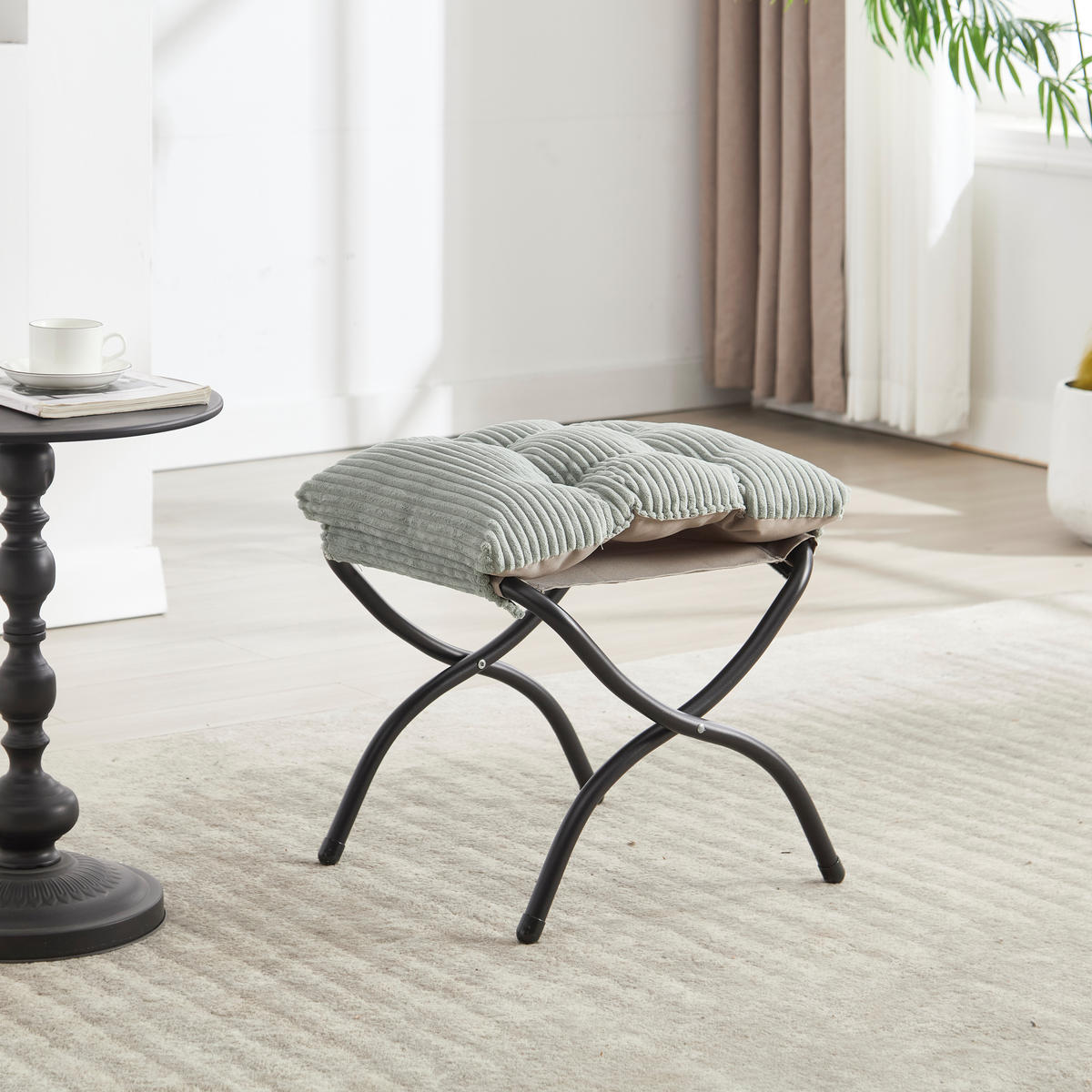 SESSEL mit Hocker und Seitentasche, DE-42195, Hellgrün - Hellgrün, Metall (70/95/64cm) - ComfortXL