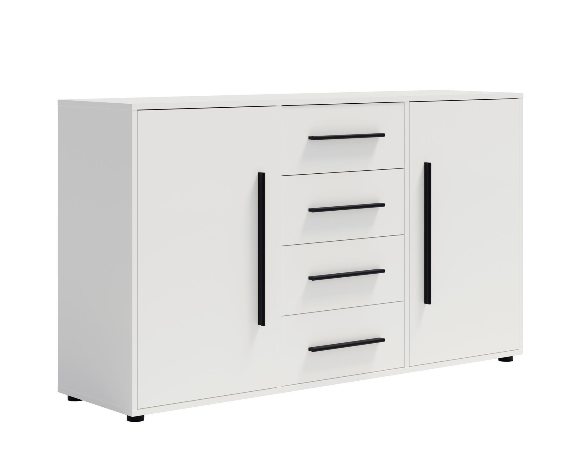 KOMMODE Maxivo Weiß - Schwarz/Weiß, Holzwerkstoff (150/87/40cm) - Bettso