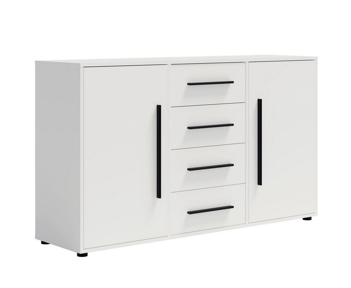 KOMMODE Maxivo Weiß - Schwarz/Weiß, Holzwerkstoff (150/87/40cm) - Bettso