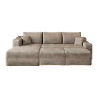 ECKSOFA 241/151/58 cm camel aus Stoff mit Chaise longue ohne Montage - Hellgrau, Textil (151/241cm) - OKWISH