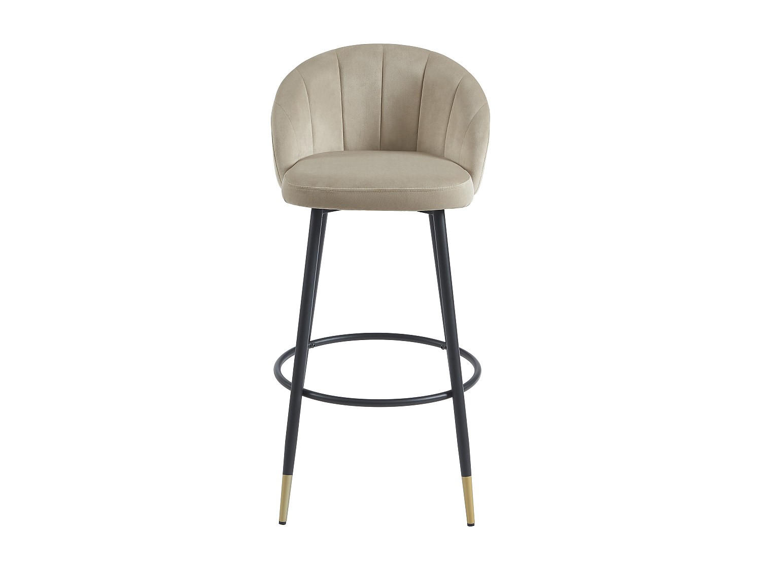 BARHOCKER - 49 cmcm x 58 cmcm - Samt, Stoff - Beige - ELIRAM - Beige, Textil (49/96/58cm) - Vente-Unique