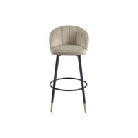 BARHOCKER - 49 cmcm x 58 cmcm - Samt, Stoff - Beige - ELIRAM - Beige, Textil (49/96/58cm) - Vente-Unique
