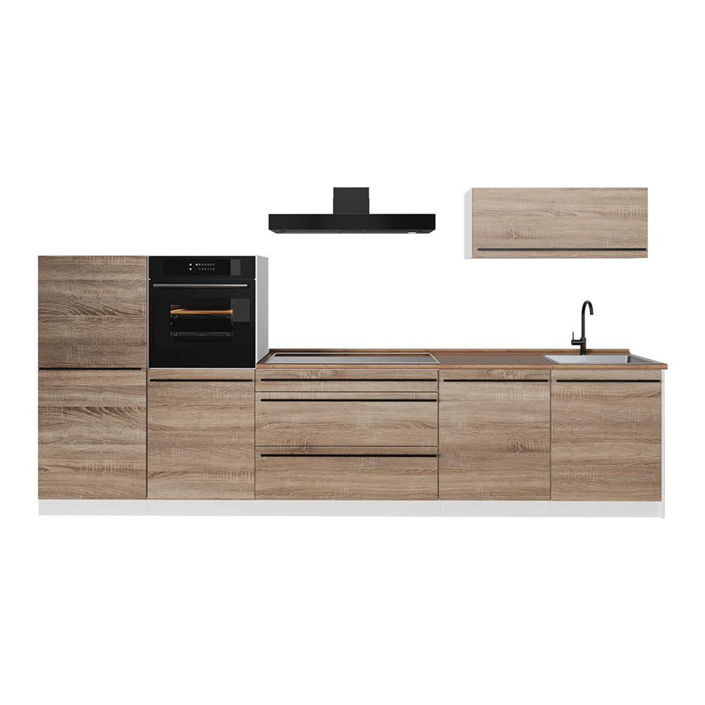 KUCHYNKA R-Line, Sonoma/biely, 340 cm Goldkraft tammi työtaso - biela/dub sonoma, kompozitné drevo (340/143/60cm) - Vicco