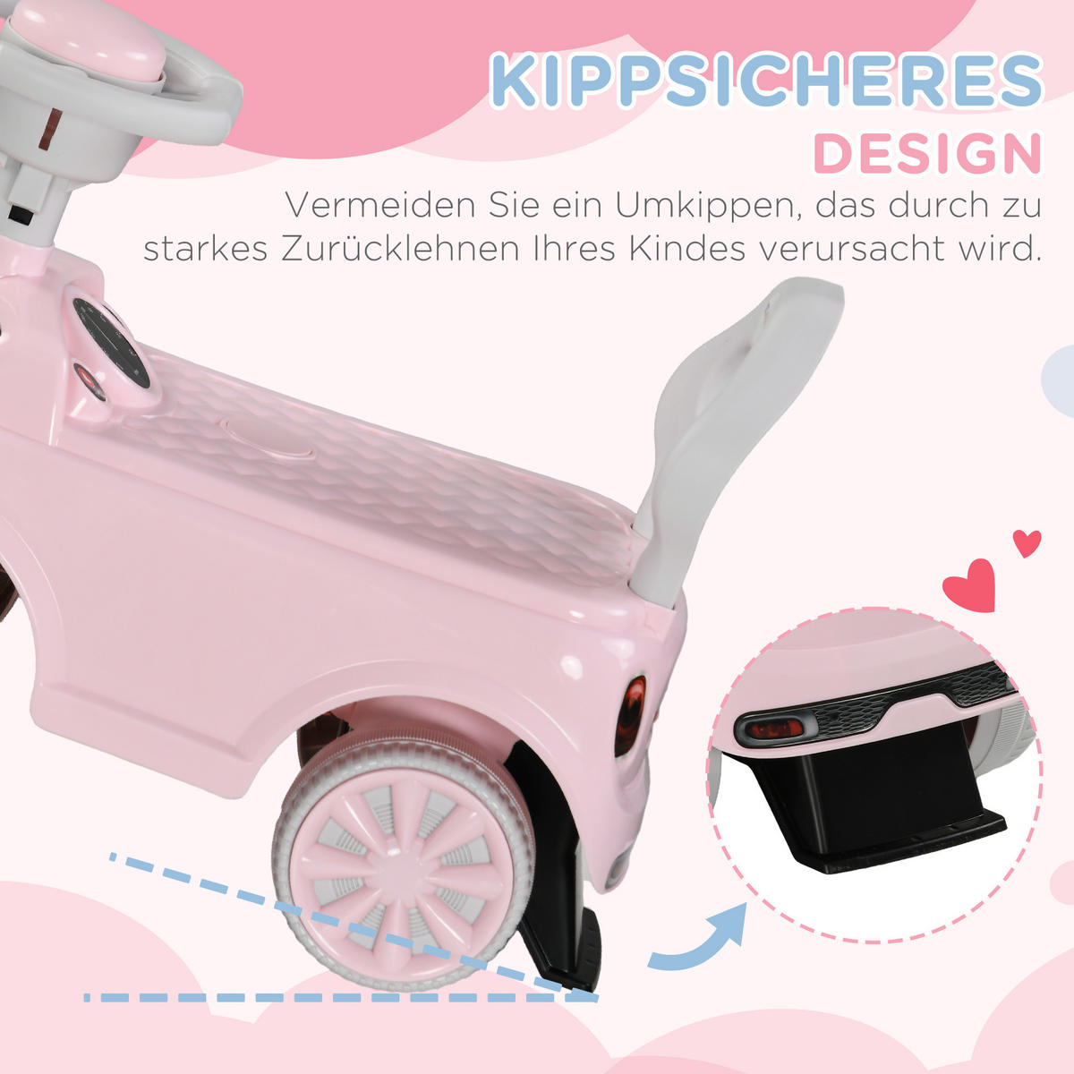 RUTSCHAUTO - Rosa, Kunststoff (53/25/35cm) - AIYAPLAY
