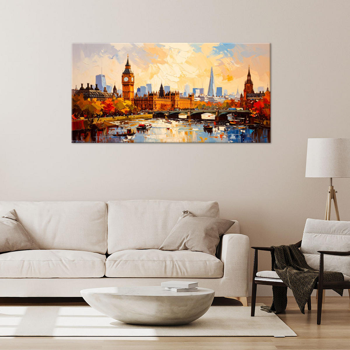 LEINWANDBILD Panorama von London Big Ben 100x50cm - Multicolor, Textil (100/50cm) - Feeby