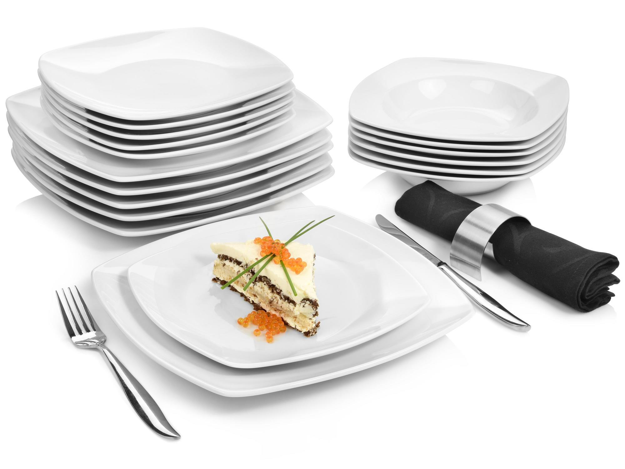 TAFELSERVICE MARKANT - 18 teilig aus Porzellan - Weiß, Keramik (29.5/31/32.5cm) - Sänger