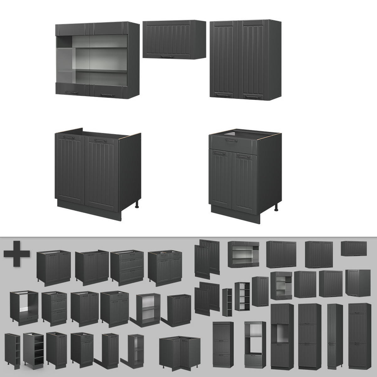 KUCHYŇSKÝ KOUT Fame-Line Tmavě šedá - tmavě šedá/antracitová, kompozitní dřevo (200/81.6/60cm) - Vicco