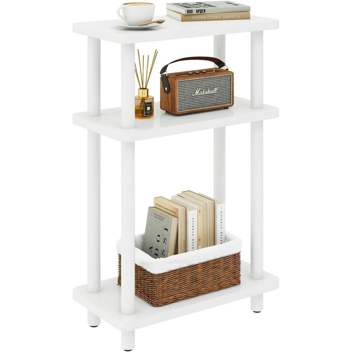 BEISTELLTISCH 3-stufig Weiß 40 x 18 x 62.5 cm - Weiß, Holzwerkstoff (18/40/62.5cm)