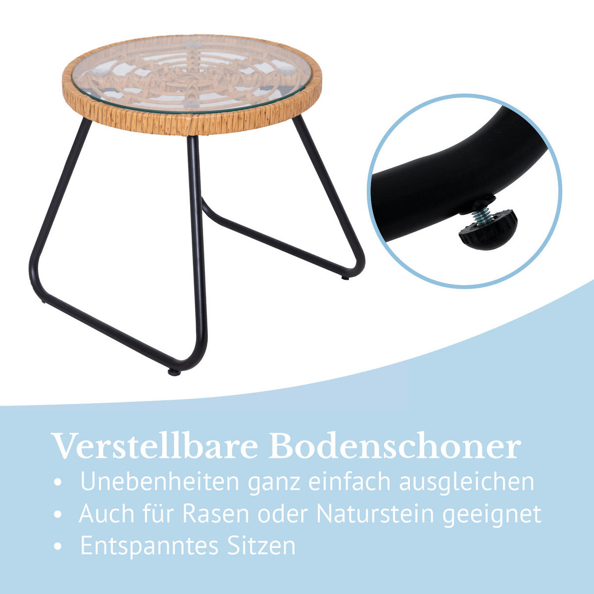 BALKONSET 3-teilig aus Rattan, natur - Naturfarben, Kunststoff - SVITA