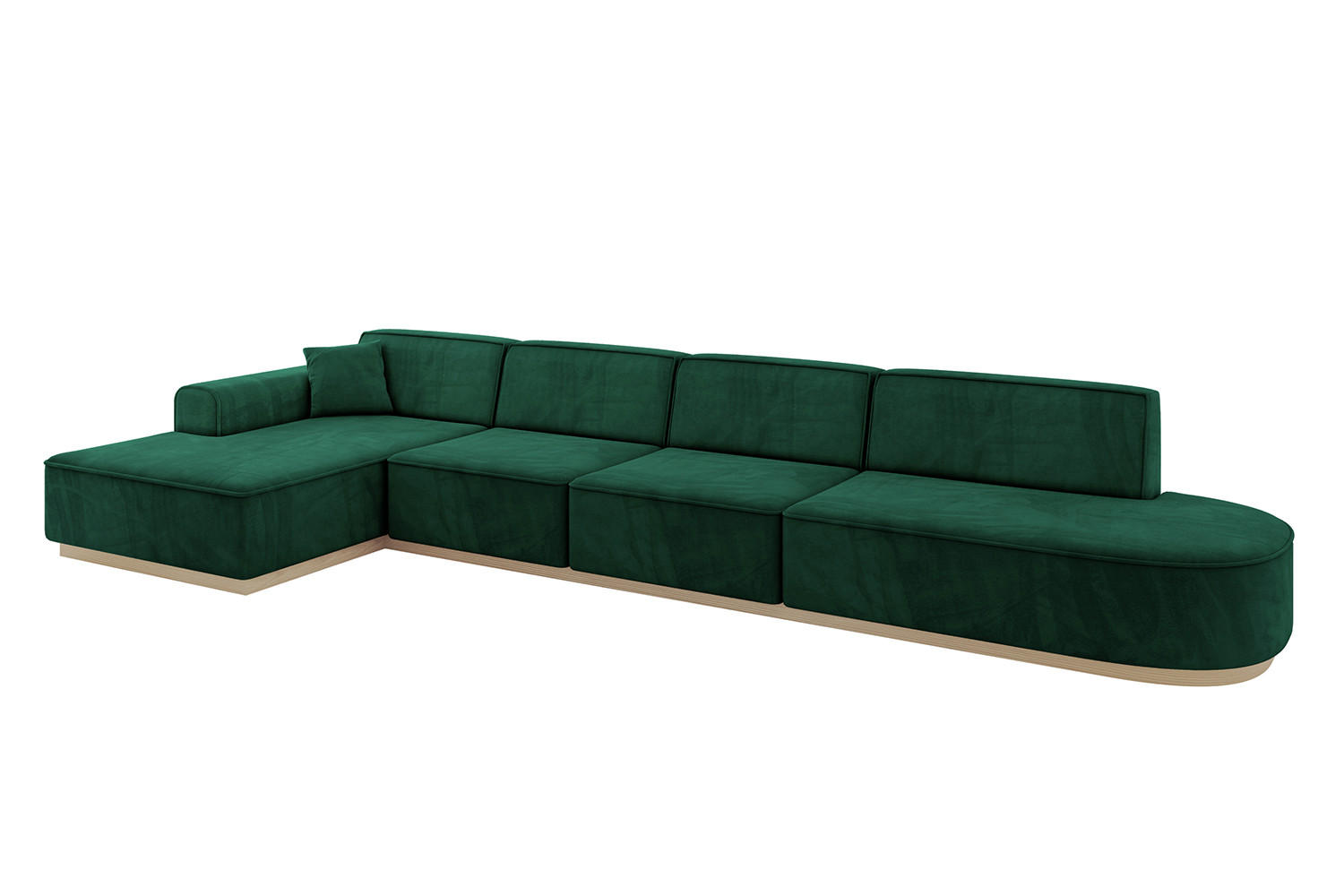 ECKSOFA Ottomane Links IREA-L3 - 412x165x80 cm Grün - Dunkelgrün, Holzwerkstoff/Textil (412/165cm) - ALTDECOR