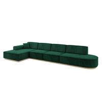 ECKSOFA Ottomane Links IREA-L3 - 412x165x80 cm Grün - Dunkelgrün, Holzwerkstoff/Textil (412/165cm) - ALTDECOR