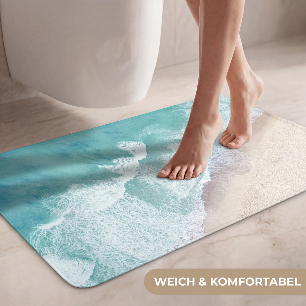 WC PŘEDLOŽKA Pláž - Moře - Příroda - Léto 80x50 cm - tyrkysová, textil/plast (80/1cm) - OnlyWow