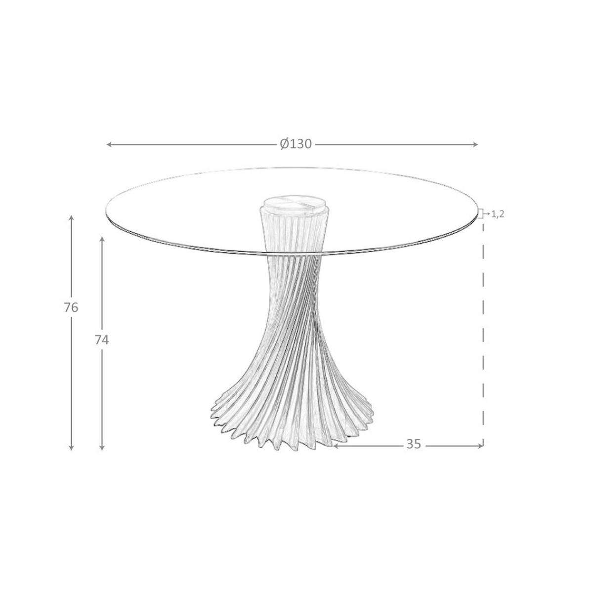ESSTISCH Esstisch runde gehärtetes Glas aus walnussfarbenes Holz Ø130/76 cm - Transparent/Walnussfarben, Glas (130/130/76cm) - ANGEL CERDA