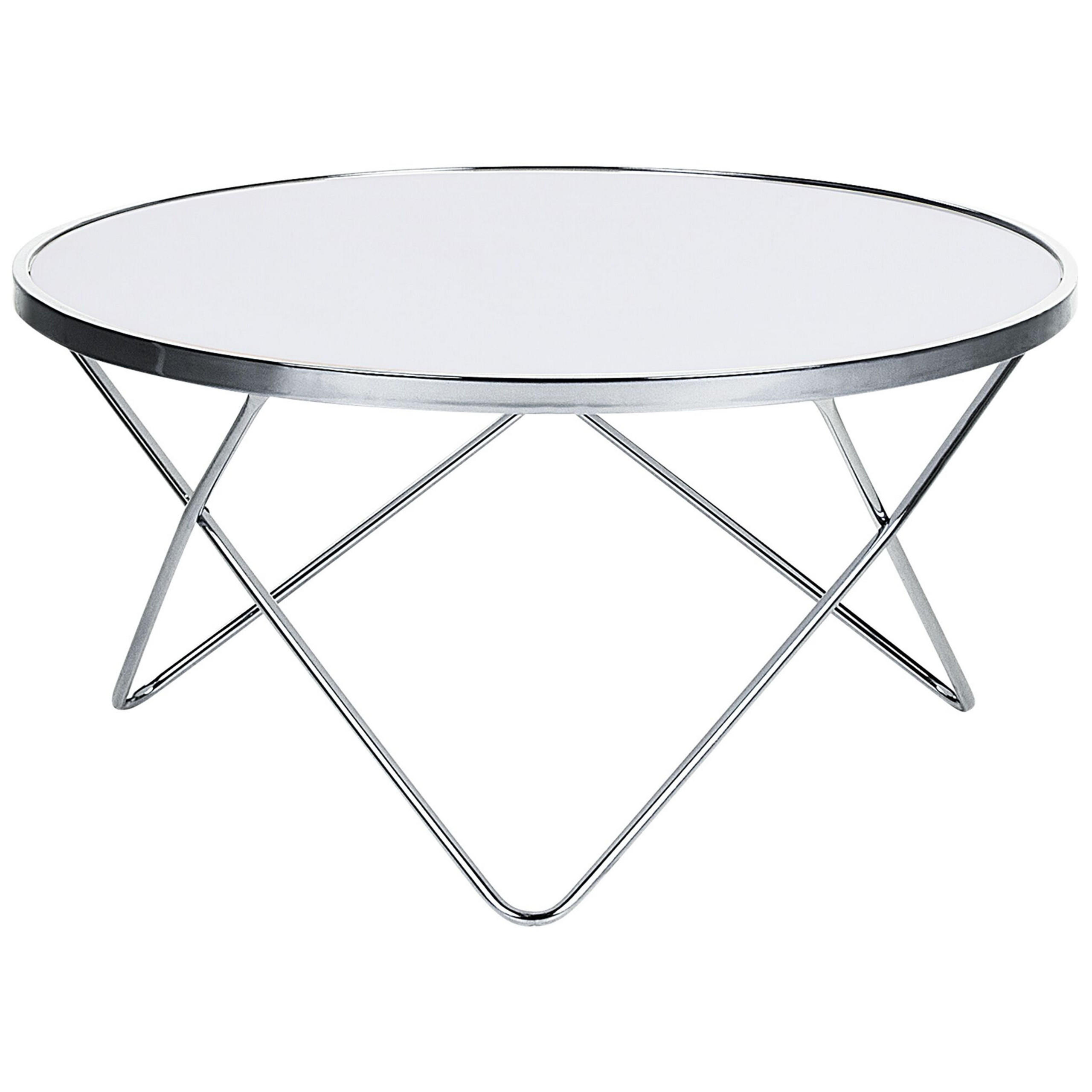 COUCHTISCH weiß/silber 80 cm MERIDIAN Meridian - Silberfarben/Weiß, Glas (80/80/40cm) - Beliani